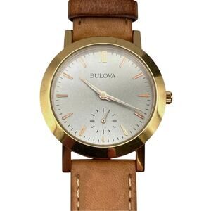 Bulova 97L146 Women's Watch 32mm Rose Gold Tone - Fresh Battery - Leather Strap